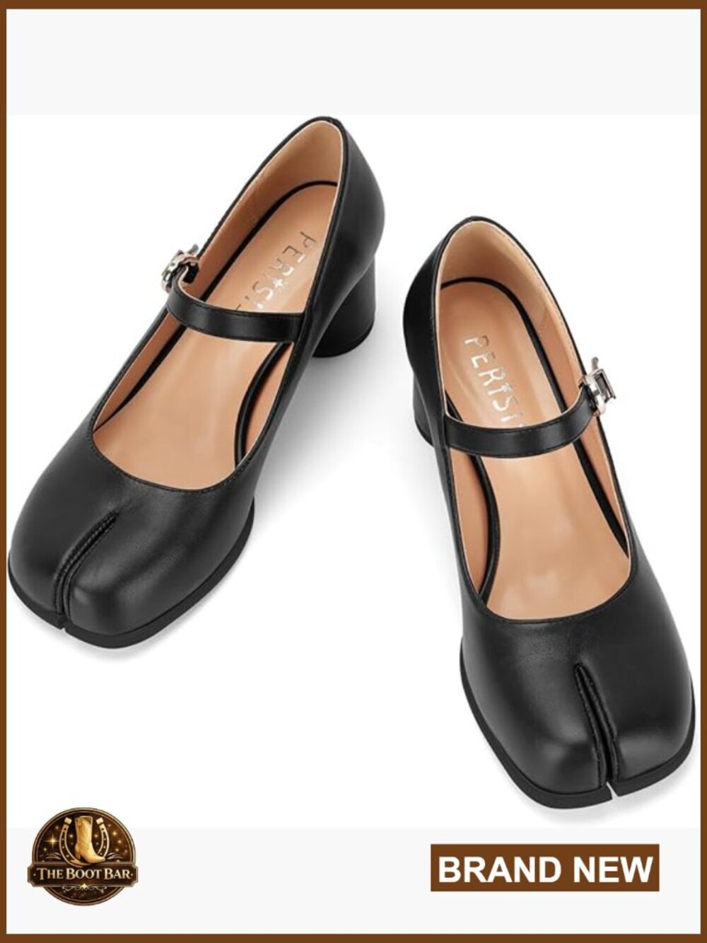 Vintage Style Block Heel Split Toe Pumps Chunky Heel Dress Work Office Shoes